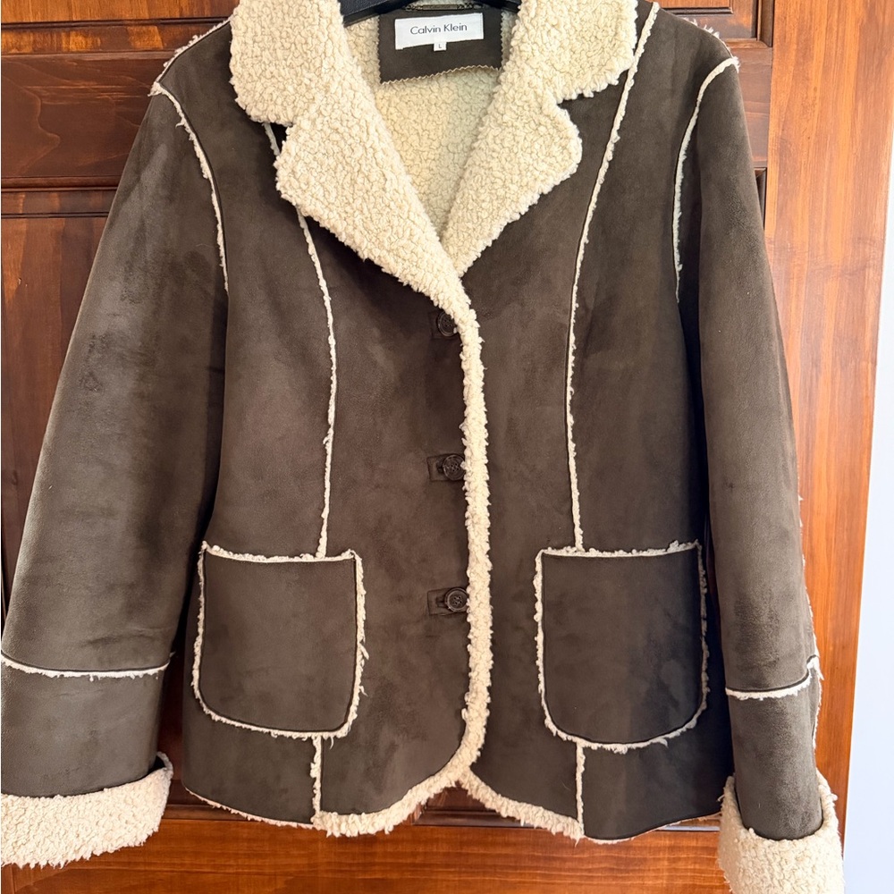 Calvin Klein Women's Dark Green Teddy Jacket